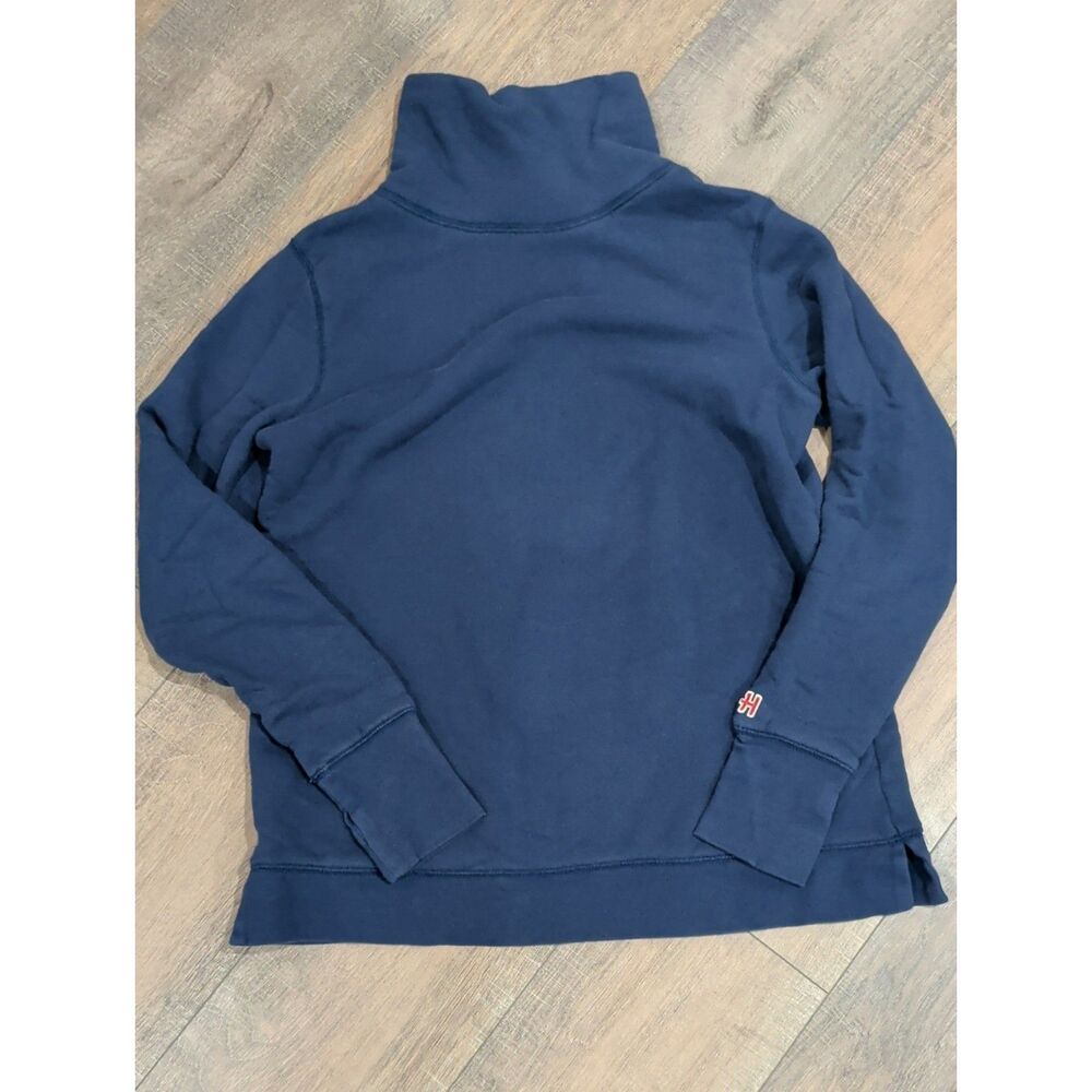 Homage Blue Cowl Neck Pullover Sweatshirt Thumbhole Sleeves Unisex Medium